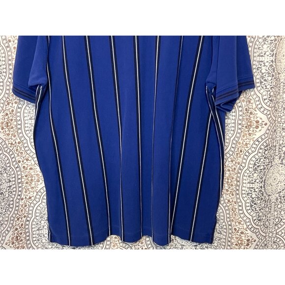 Eddie Bauer Golf Polo Shirt XL Blue Striped Short Sleeve Mens Shirt - Picture 7 of 10